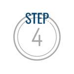 A circular graphic with the words "STEP 4" centered, featuring a partial gray outline suggesting a progress indicator.
