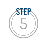 A circular icon with the word "STEP" above a large number 5, indicating step 5 in a sequence.